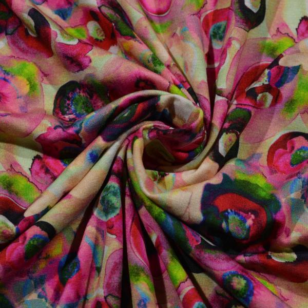 Viskosejersey Aquarellblüten